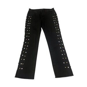 Driftwood Candace Jeans Womens W26 L25 Black‎ High-Rise Straight Studded